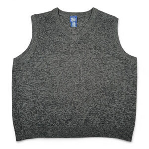 Vintage John Blair Sweater Vest Adult EXTRA LARGE Gray Black Wool Blend 90s